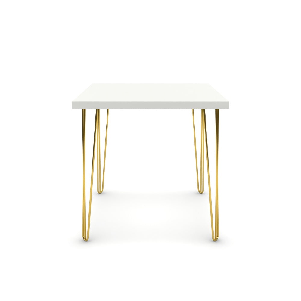 Étkezőasztal - Linga arany lábbal - Alpesi fehér, méret: 75x75