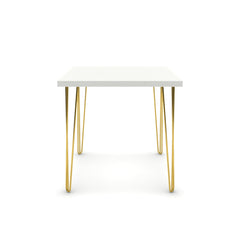 Étkezőasztal - Linga arany lábbal - Alpesi fehér, méret: 75x75