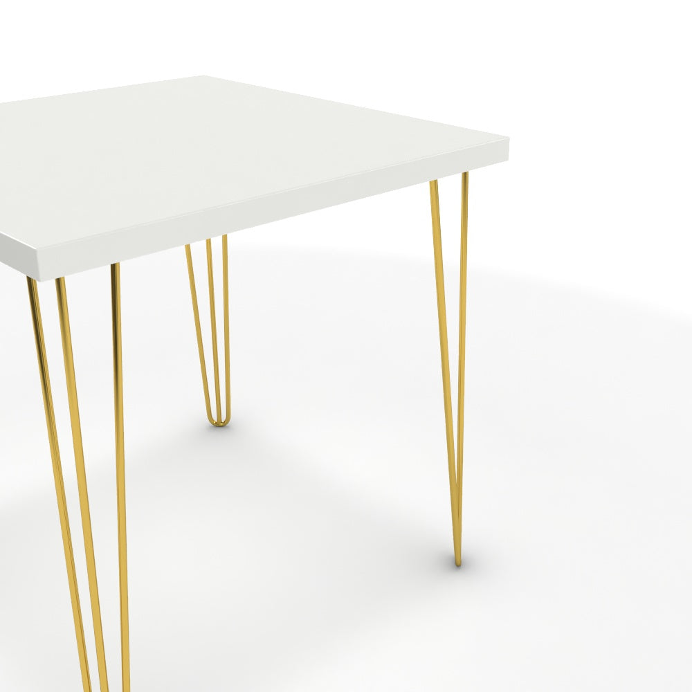 Étkezőasztal - Linga arany lábbal - Alpesi fehér, méret: 75x75