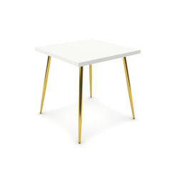 Étkezőasztal - Manu arany lábbal - Alpesi fehér, méret: 75x75