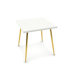 Étkezőasztal - Manu arany lábbal - Alpesi fehér, méret: 75x75