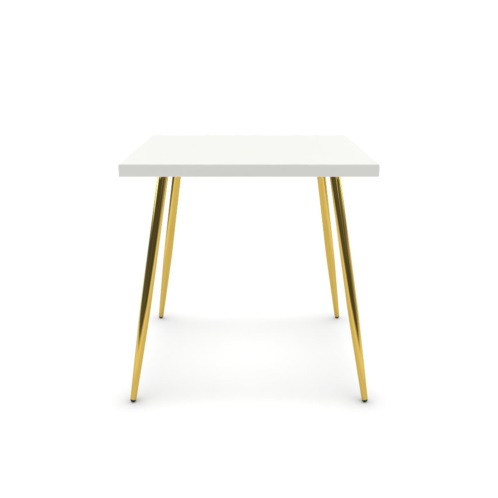 Étkezőasztal - Manu arany lábbal - Alpesi fehér, méret: 75x75