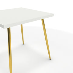 Étkezőasztal - Manu arany lábbal - Alpesi fehér, méret: 75x75