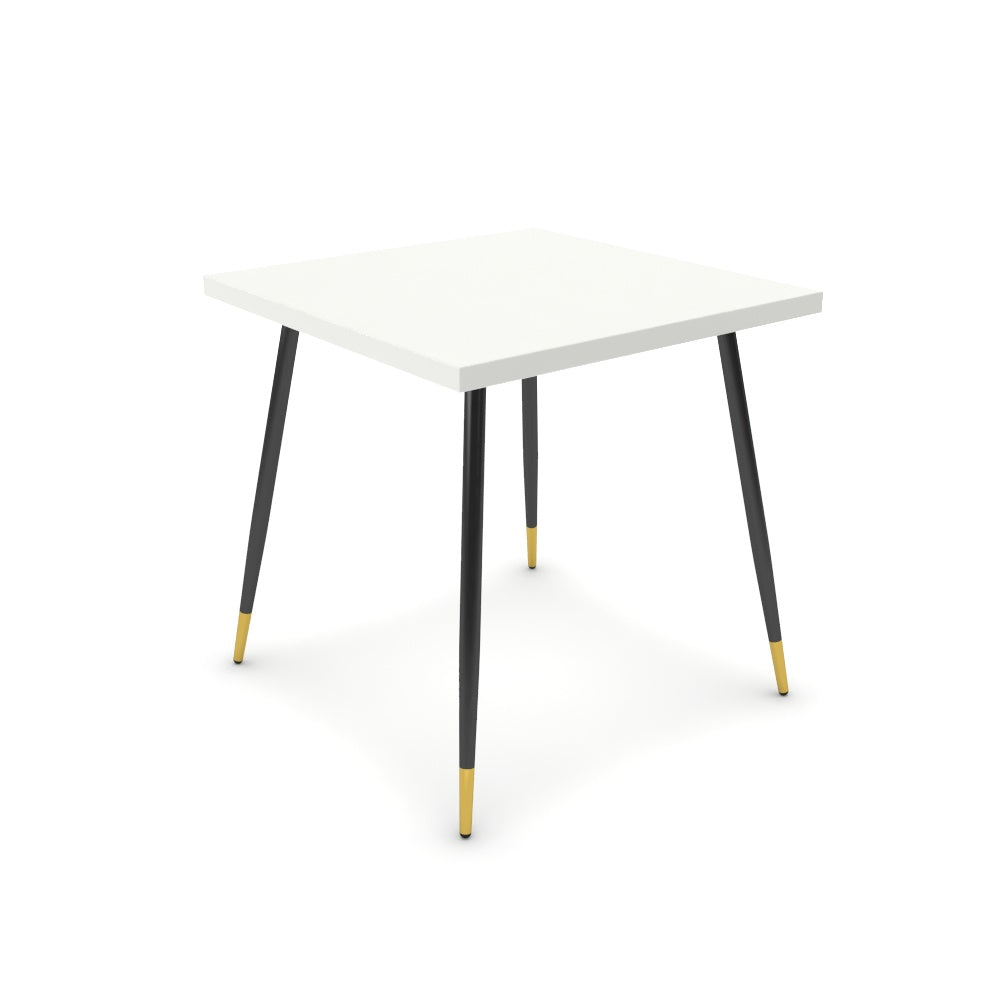 Étkezőasztal - Manu fekete és arany lábbal - Alpesi fehér, méret: 75x75