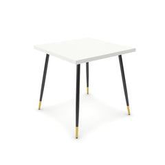 Étkezőasztal - Manu fekete és arany lábbal - Alpesi fehér, méret: 75x75