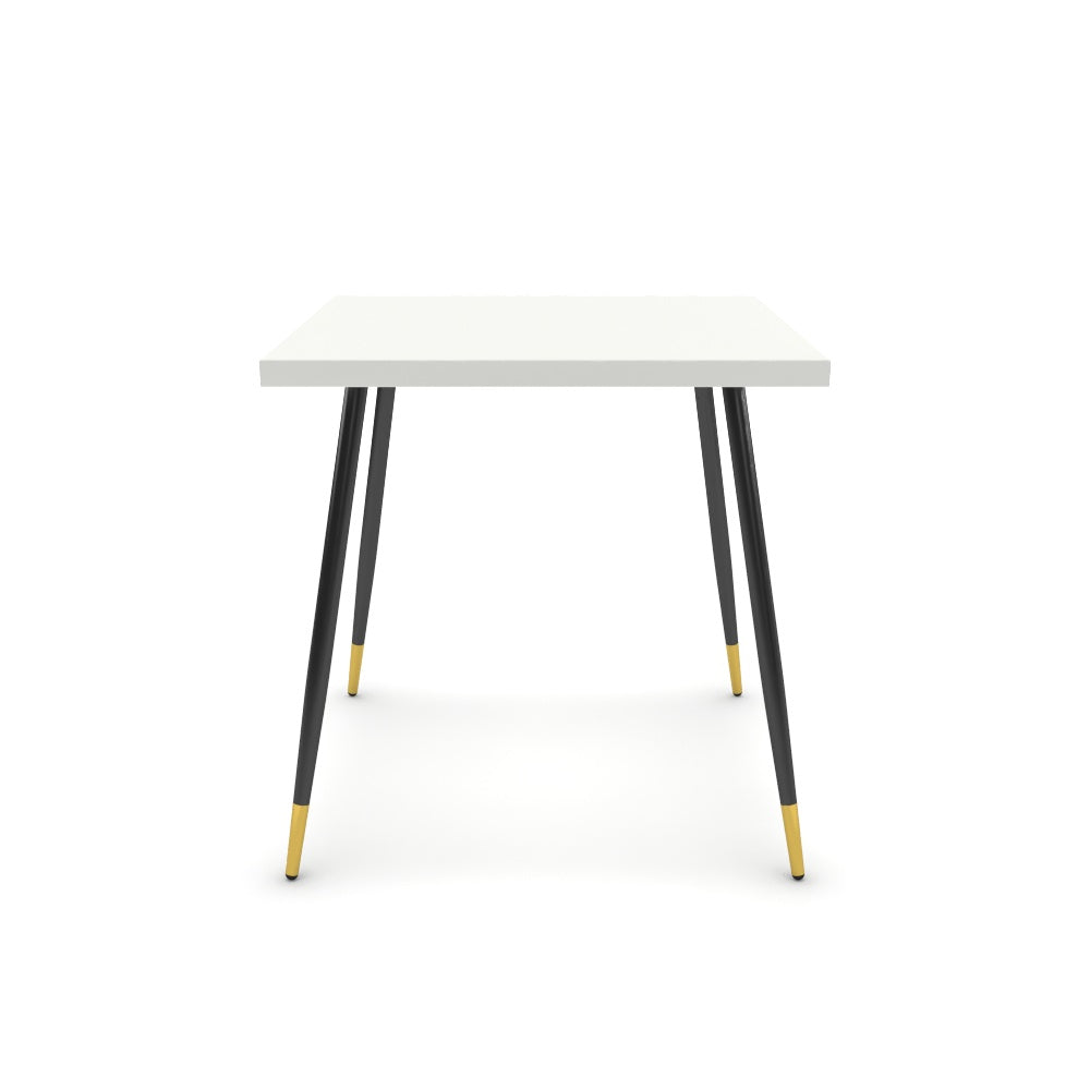 Étkezőasztal - Manu fekete és arany lábbal - Alpesi fehér, méret: 75x75
