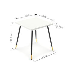 Étkezőasztal - Manu fekete és arany lábbal - Alpesi fehér, méret: 75x75