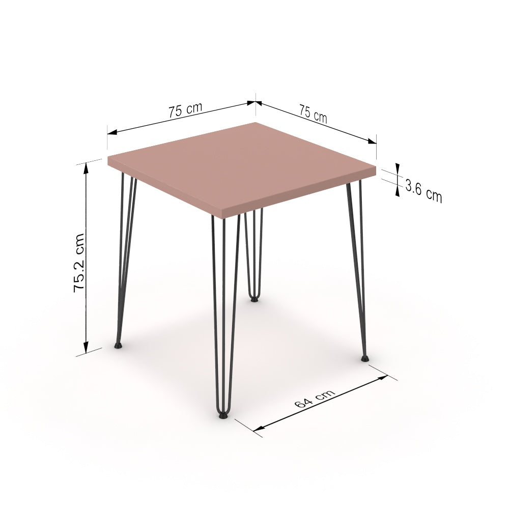 Étkezőasztal - Linga fekete lábbal - Antik rózsaszín, méret: 75x75