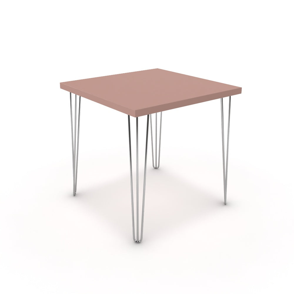 Étkezőasztal - Linga króm lábbal - Antik rózsaszín, méret: 75x75