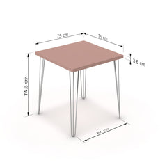 Étkezőasztal - Linga króm lábbal - Antik rózsaszín, méret: 75x75