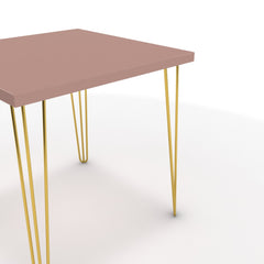 Étkezőasztal - Linga arany lábbal - Antik rózsaszín, méret: 75x75