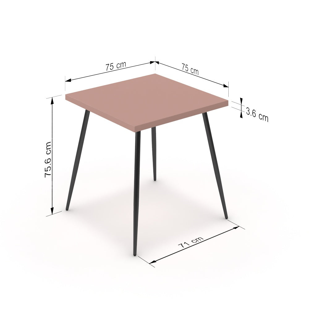 Étkezőasztal - Manu fekete lábbal - Antik rózsaszín, méret: 75x75