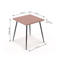 Étkezőasztal - Manu fekete lábbal - Antik rózsaszín, méret: 75x75