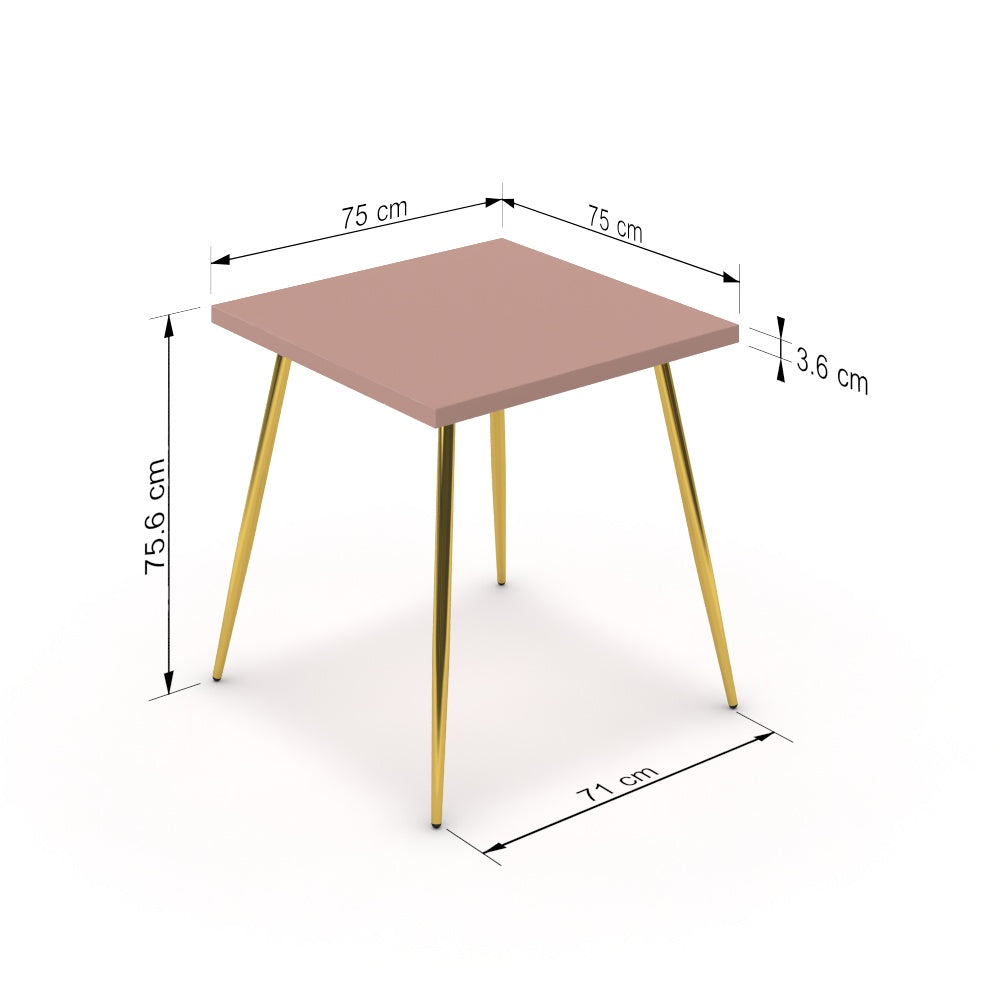 Étkezőasztal - Manu arany lábbal - Antik rózsaszín, méret: 75x75
