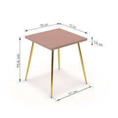 Étkezőasztal - Manu arany lábbal - Antik rózsaszín, méret: 75x75