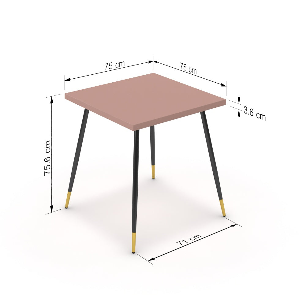 Étkezőasztal - Manu fekete és arany lábbal - Antik rózsaszín, méret: 75x75
