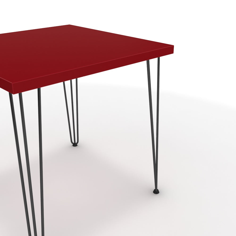 Étkezőasztal - Linga fekete lábbal - Chilli piros, méret: 75x75