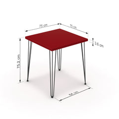 Étkezőasztal - Linga fekete lábbal - Chilli piros, méret: 75x75