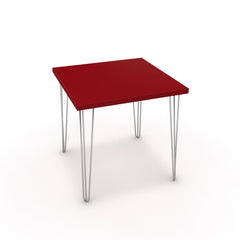 Étkezőasztal - Linga króm lábbal - Chilli piros, méret: 75x75