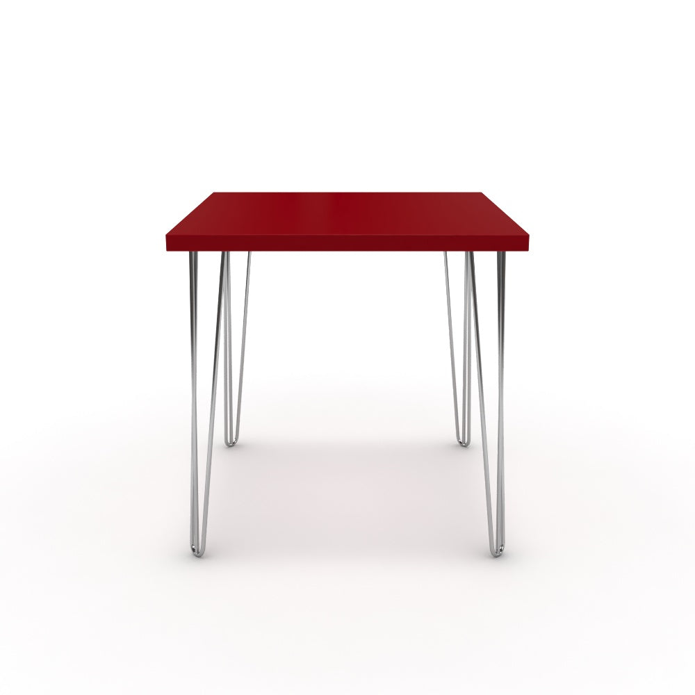 Étkezőasztal - Linga króm lábbal - Chilli piros, méret: 75x75