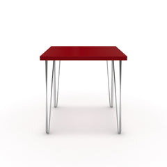 Étkezőasztal - Linga króm lábbal - Chilli piros, méret: 75x75
