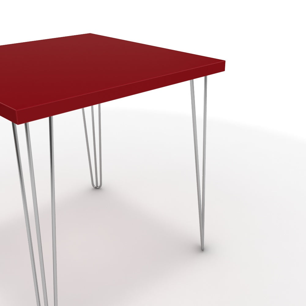 Étkezőasztal - Linga króm lábbal - Chilli piros, méret: 75x75