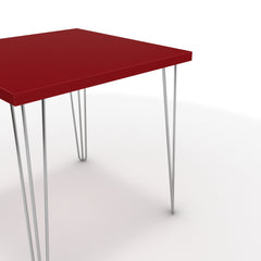 Étkezőasztal - Linga króm lábbal - Chilli piros, méret: 75x75