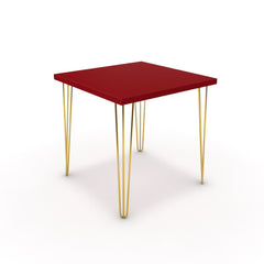 Étkezőasztal - Linga arany lábbal - Chilli piros, méret: 75x75