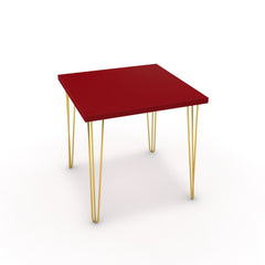 Étkezőasztal - Linga arany lábbal - Chilli piros, méret: 75x75