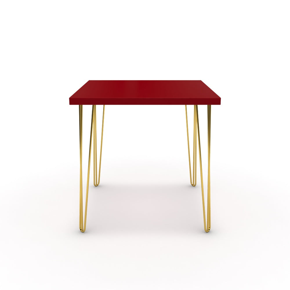 Étkezőasztal - Linga arany lábbal - Chilli piros, méret: 75x75