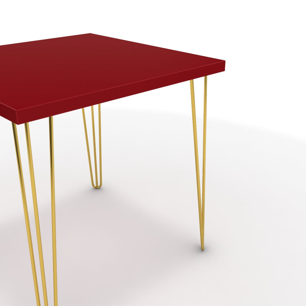 Étkezőasztal - Linga arany lábbal - Chilli piros, méret: 75x75