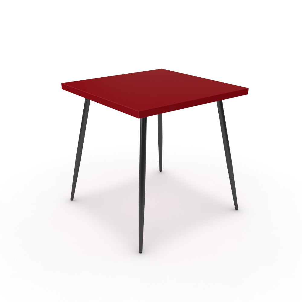 Étkezőasztal - Manu fekete lábbal - Chilli piros, méret: 75x75