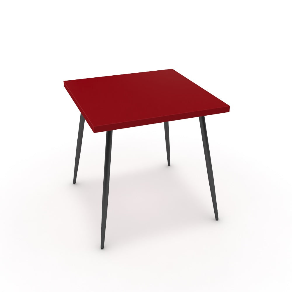 Étkezőasztal - Manu fekete lábbal - Chilli piros, méret: 75x75