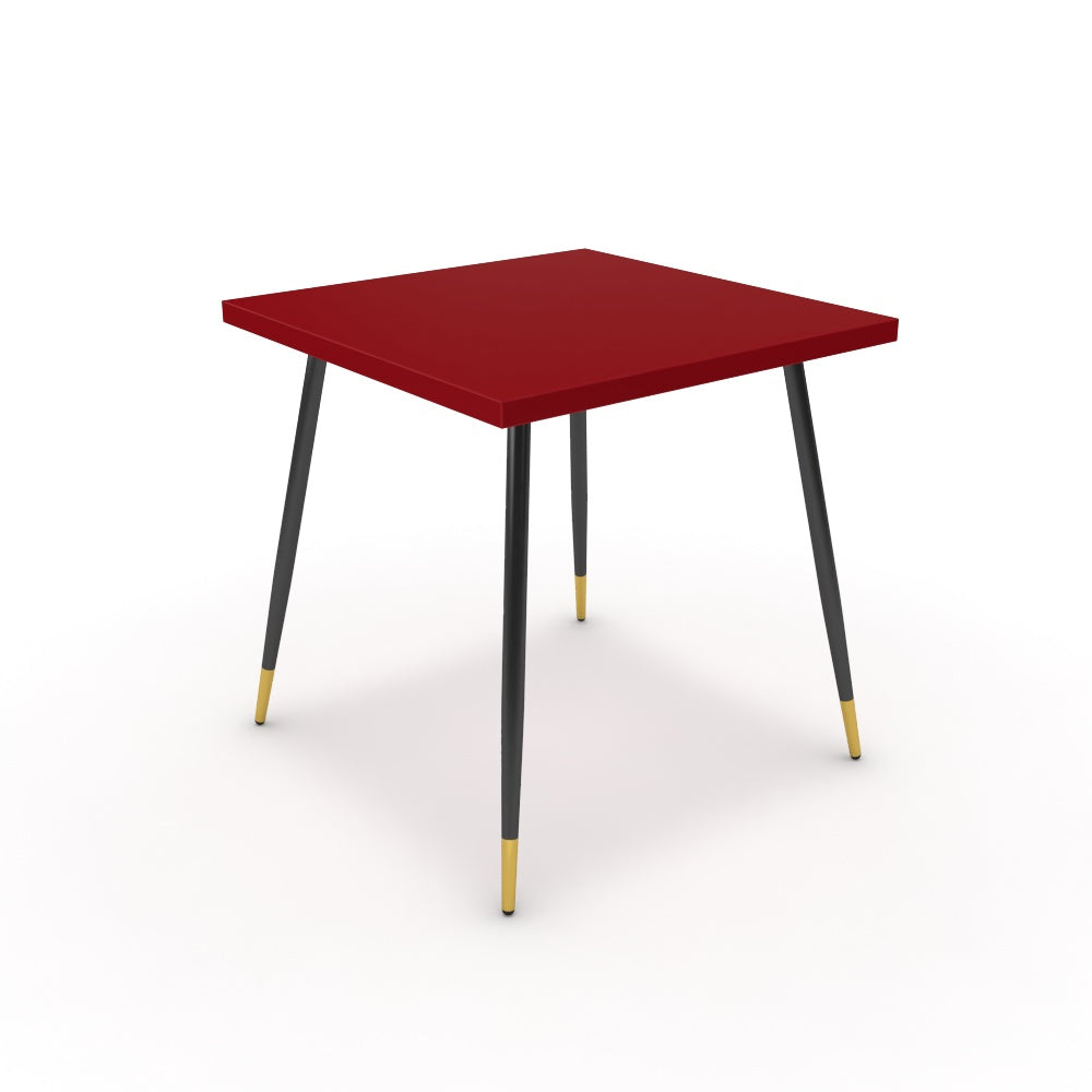 Étkezőasztal - Manu fekete és arany lábbal - Chilli piros, méret: 75x75