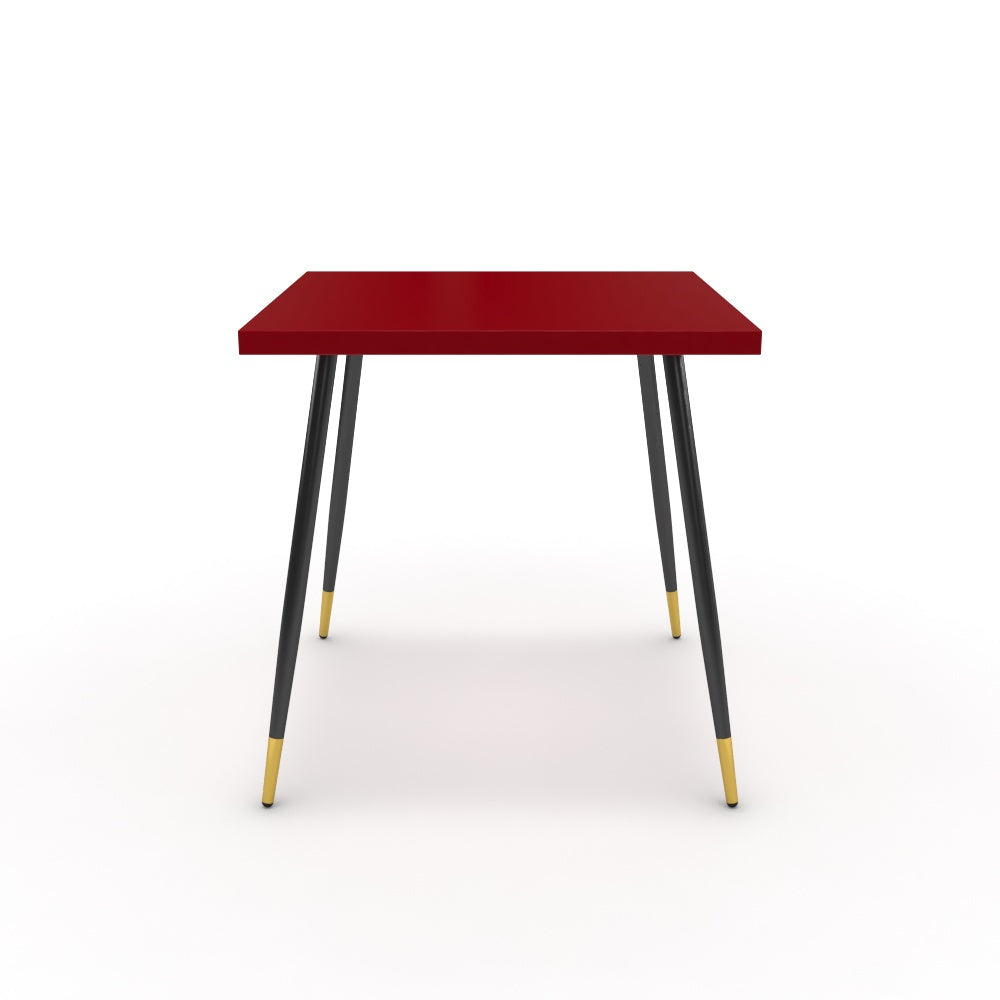 Étkezőasztal - Manu fekete és arany lábbal - Chilli piros, méret: 75x75