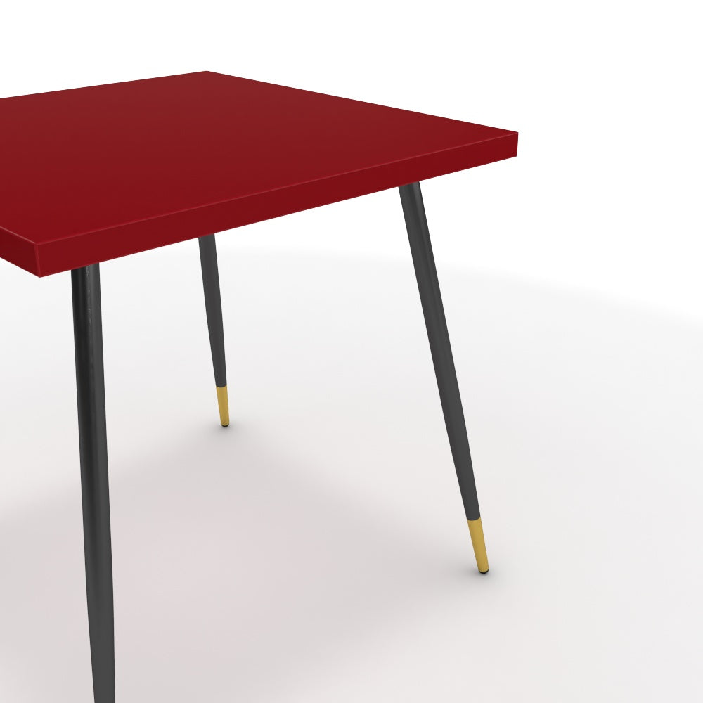 Étkezőasztal - Manu fekete és arany lábbal - Chilli piros, méret: 75x75
