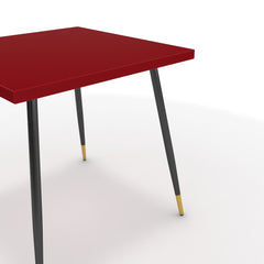 Étkezőasztal - Manu fekete és arany lábbal - Chilli piros, méret: 75x75