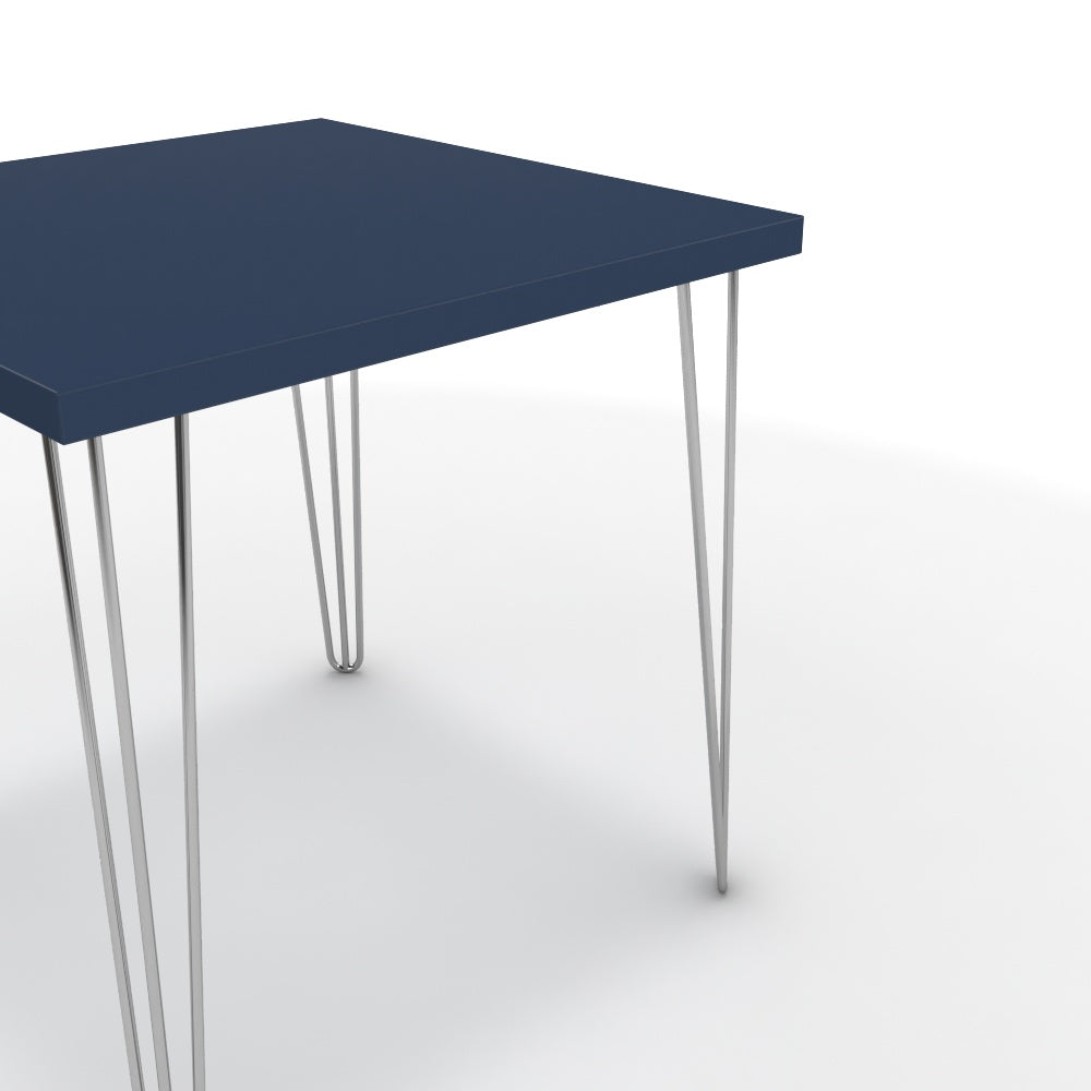 Étkezőasztal - Linga króm lábbal - Tiroli kék, méret: 75x75