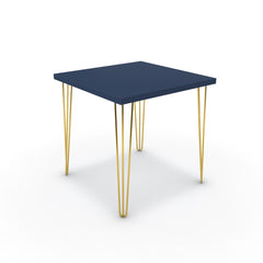 Étkezőasztal - Linga arany lábbal - Tiroli kék, méret: 75x75