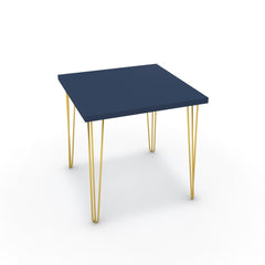 Étkezőasztal - Linga arany lábbal - Tiroli kék, méret: 75x75