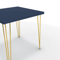 Étkezőasztal - Linga arany lábbal - Tiroli kék, méret: 75x75