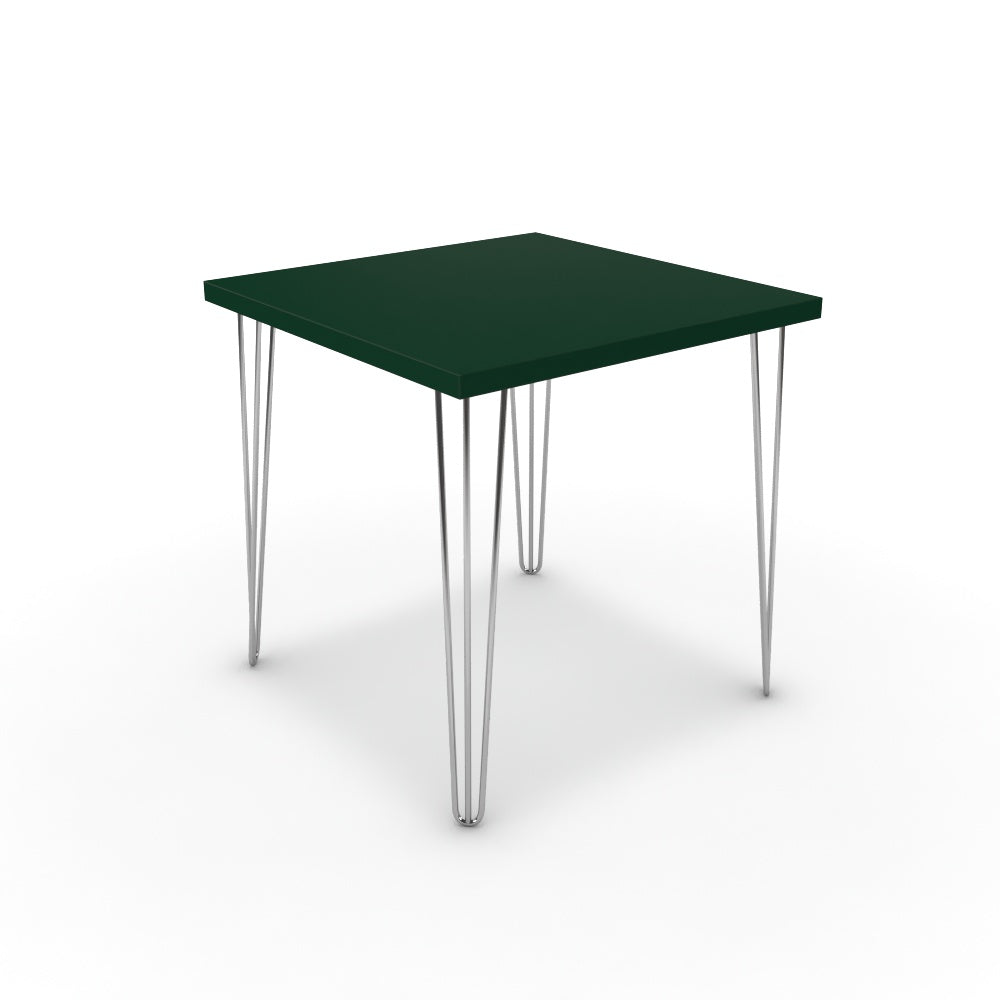 Étkezőasztal - Linga króm lábbal - Forest zöld, méret: 75x75