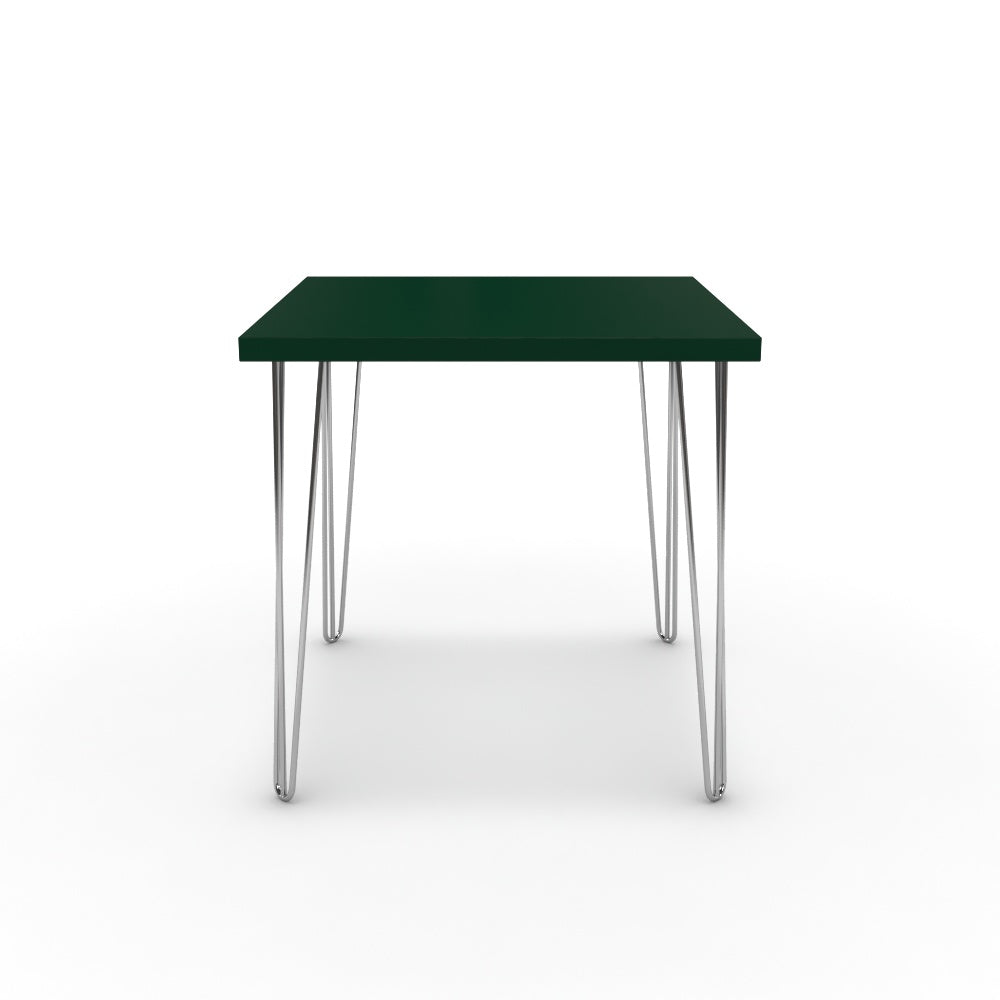 Étkezőasztal - Linga króm lábbal - Forest zöld, méret: 75x75