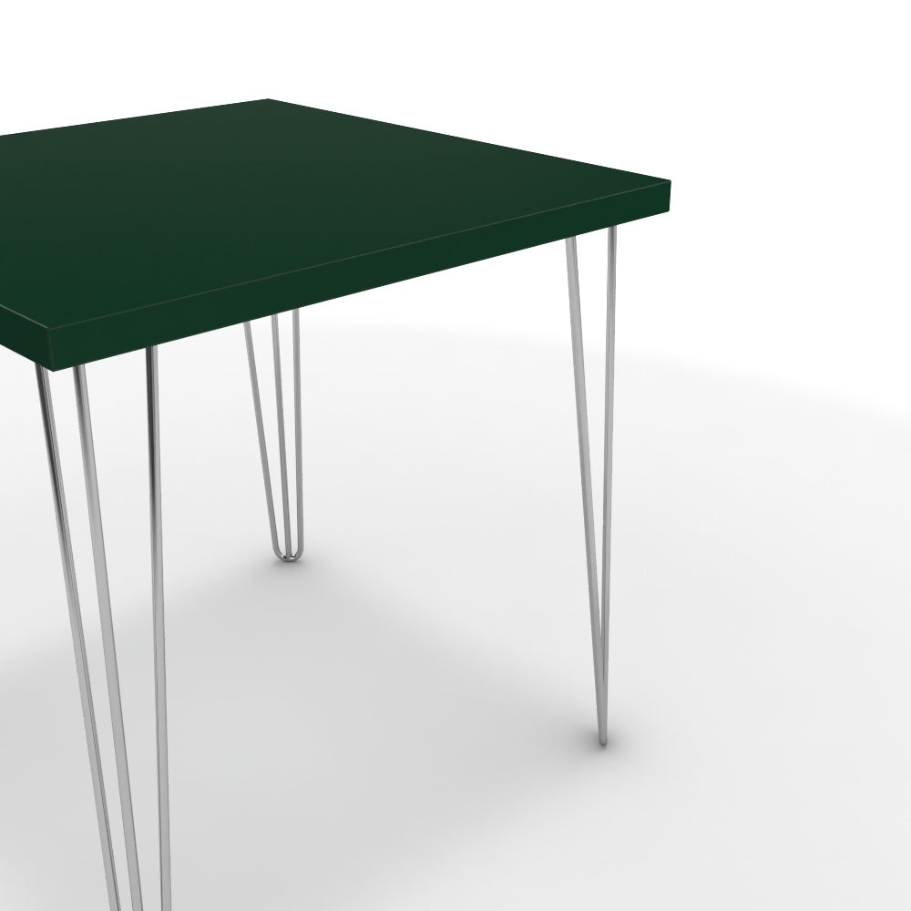 Étkezőasztal - Linga króm lábbal - Forest zöld, méret: 75x75