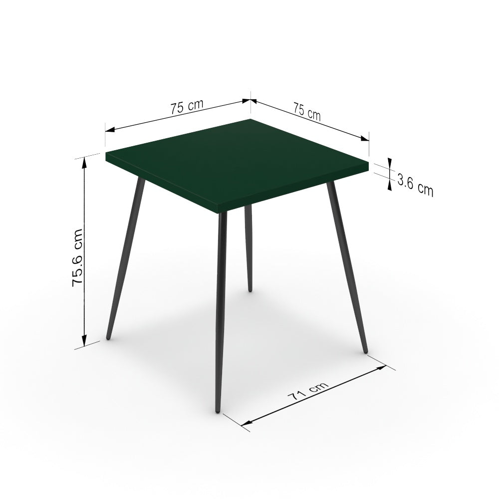 Étkezőasztal - Manu fekete lábbal - Forest zöld, méret: 75x75