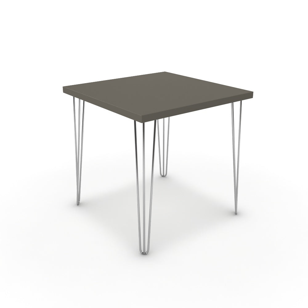 Étkezőasztal - Linga króm lábbal - Fosszil szürke, méret: 75x75