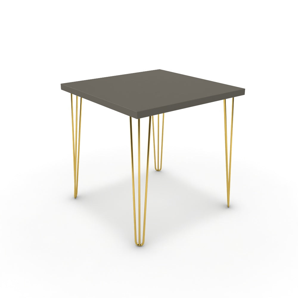 Étkezőasztal - Linga arany lábbal - Fosszil szürke, méret: 75x75