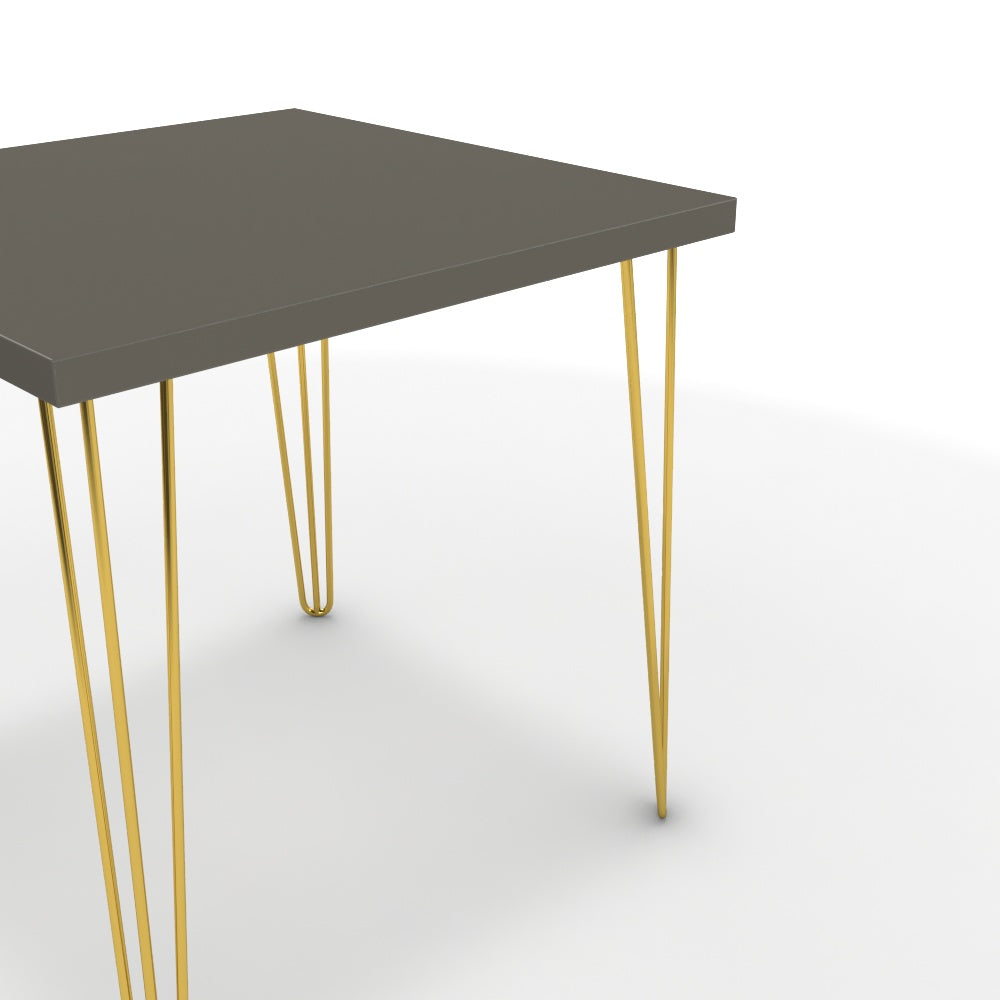 Étkezőasztal - Linga arany lábbal - Fosszil szürke, méret: 75x75