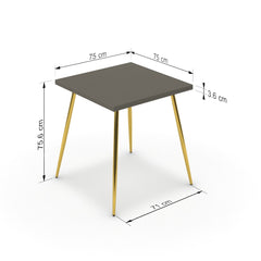 Étkezőasztal - Manu arany lábbal - Fosszil szürke, méret: 75x75