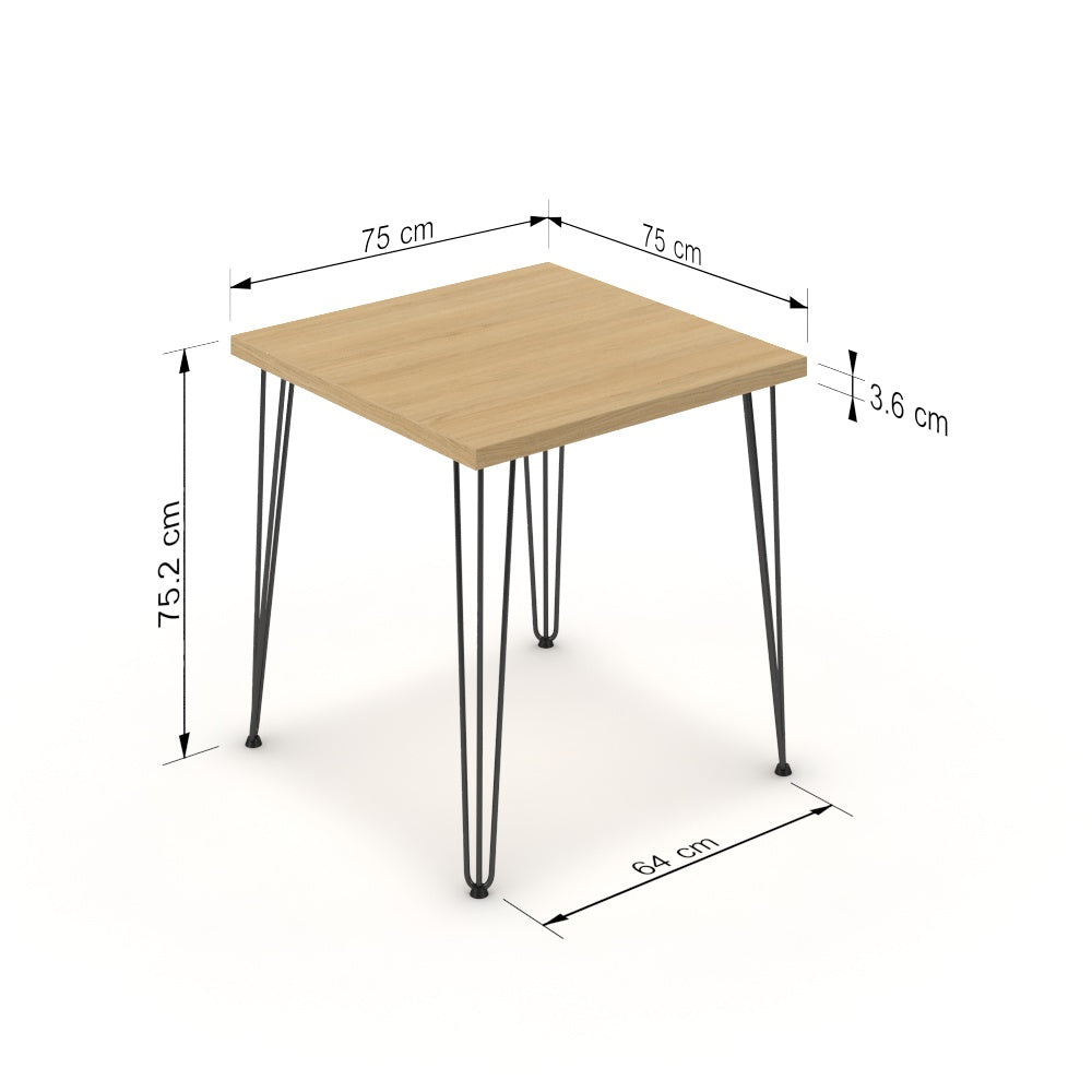 Étkezőasztal - Linga fekete lábbal - Vicenza tölgy, méret: 75x75